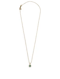 14K Gold Enamel Evil Eye Charm Necklace With Diamonds