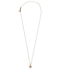 14K Gold Enamel Evil Eye Disc Charm Necklace With Diamonds