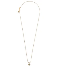 Tiny 14K Gold Bezel Evil Eye Charm Necklace With Turquoise and Diamonds