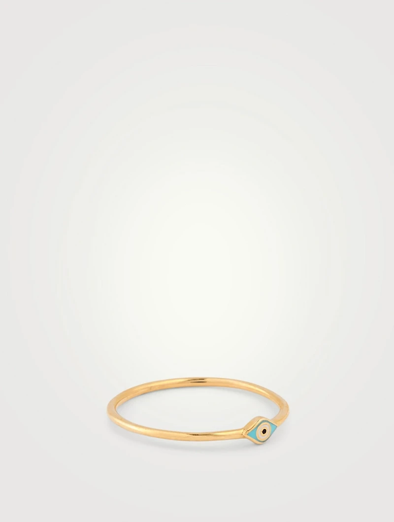 Mini 14K Gold Enamel Evil Eye Ring