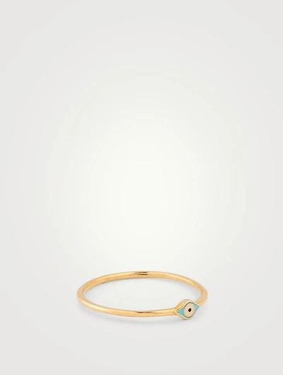 Mini 14K Gold Enamel Evil Eye Ring