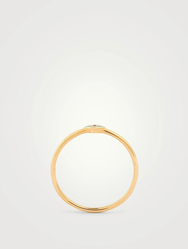 Mini 14K Gold Enamel Evil Eye Ring