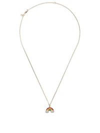 14K Gold Enamel Rainbow Charm Necklace With Diamonds