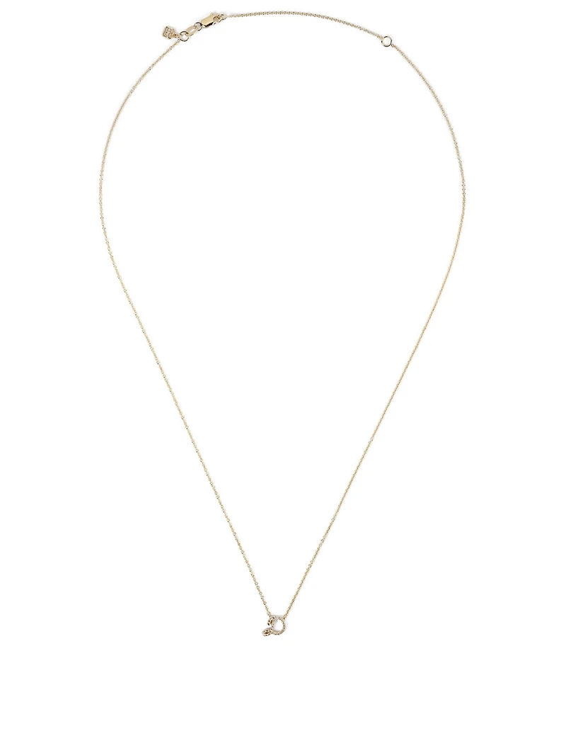 14K Gold D Iniitial Necklace With Diamonds