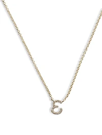 14K Gold E Initial Necklace With Diamonds