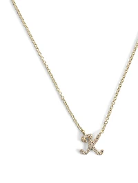 14K Gold K Initial Necklace With Diamonds