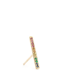Medium 14K Gold Bar Stud Earring With Sapphires
