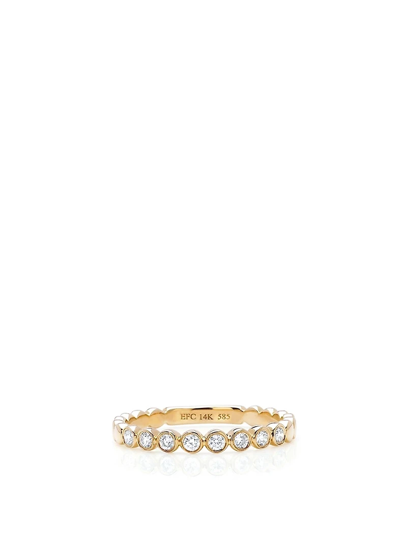 14K Gold Bezel Ring With Diamonds