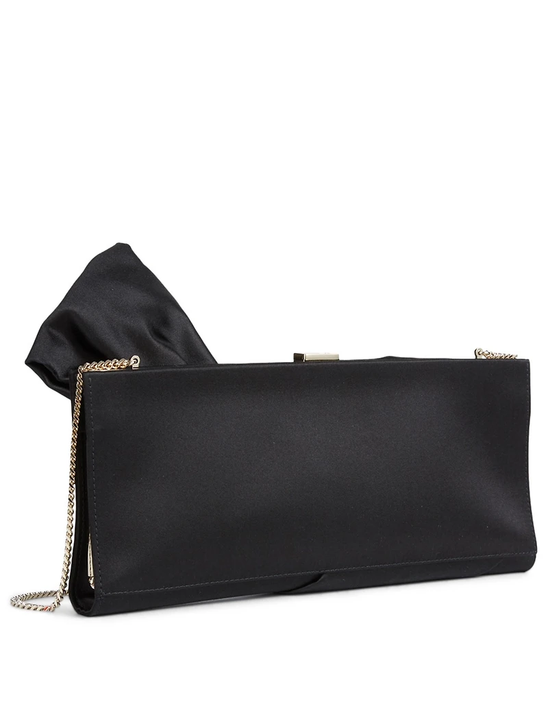 Broche Vivier Drapé Satin Clutch Bag