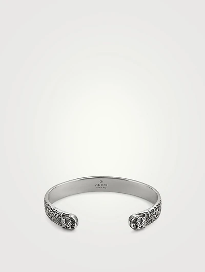 Sterling Silver Feline Head Cuff Bracelet