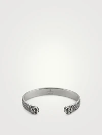 Sterling Silver Feline Head Cuff Bracelet
