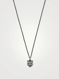 Sterling Silver Feline Head Necklace