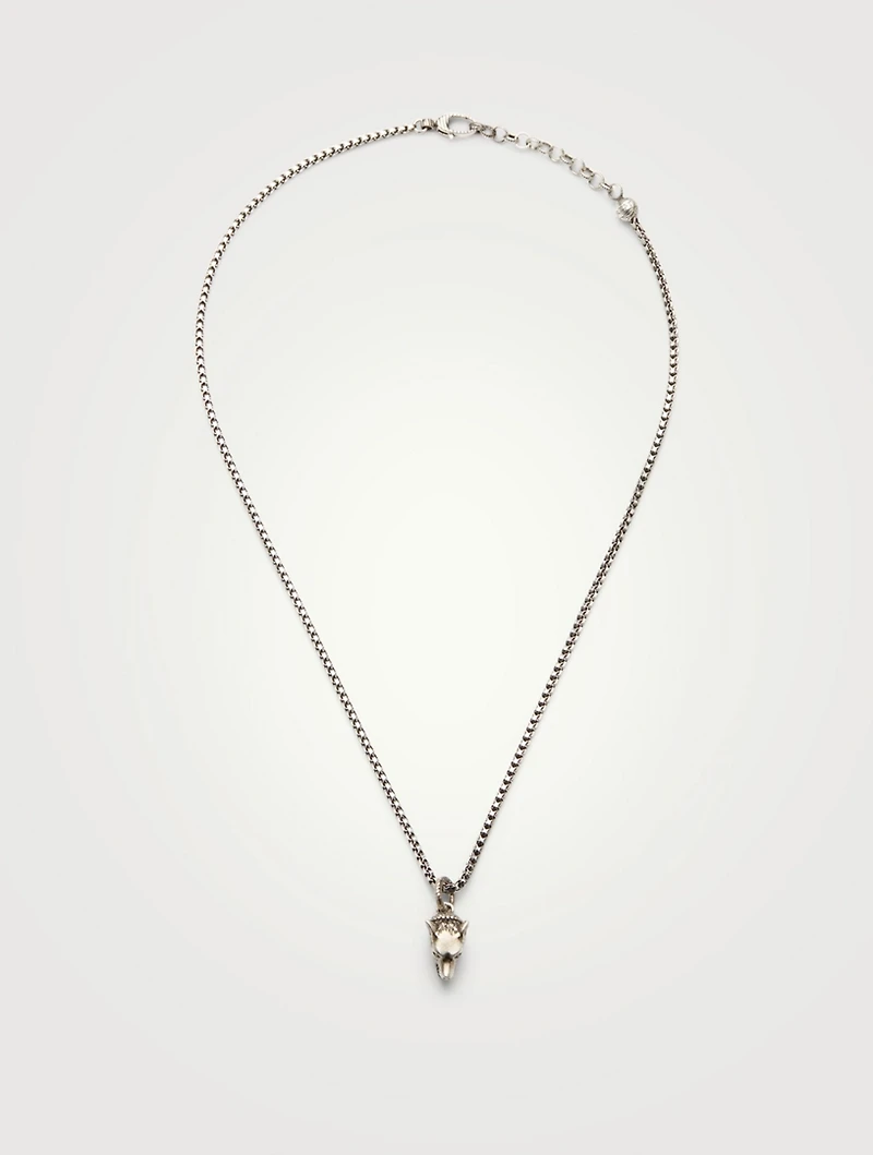 Sterling Silver Wolf Head Necklace