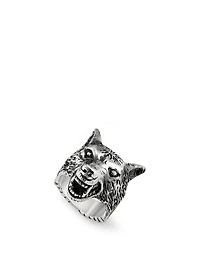 Anger Forest Sterling Silver Wolf Head Ring