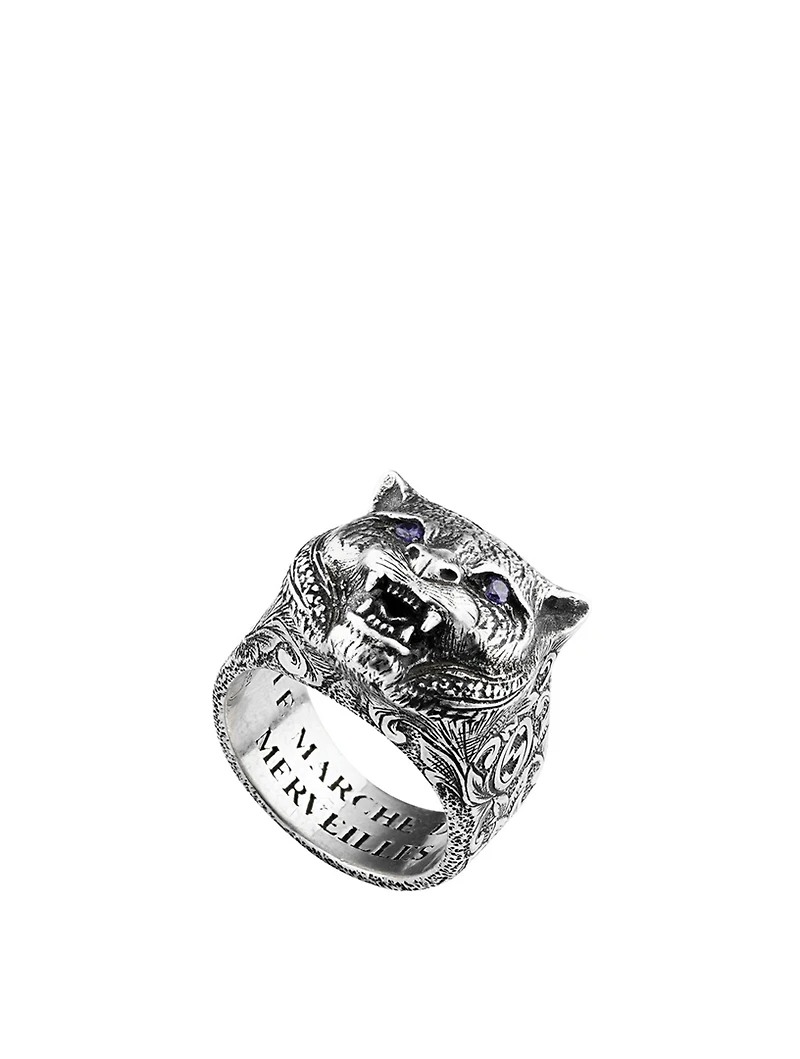 Gucci Garden Sterling Silver Feline Head Ring
