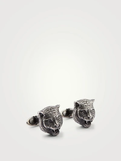 Silver Feline Head Cufflinks