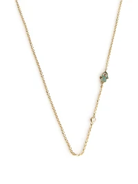 Mini 14K Gold Hamsa Necklace With Diamond Bezel