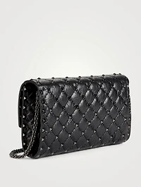 Rockstud Spike Cracked Leather Clutch Bag