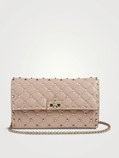 Rockstud Spike Leather Crossbody Clutch Bag