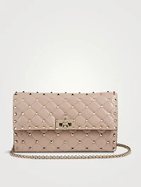 Rockstud Spike Leather Crossbody Clutch Bag