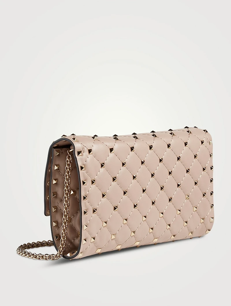 Rockstud Spike Leather Crossbody Clutch Bag