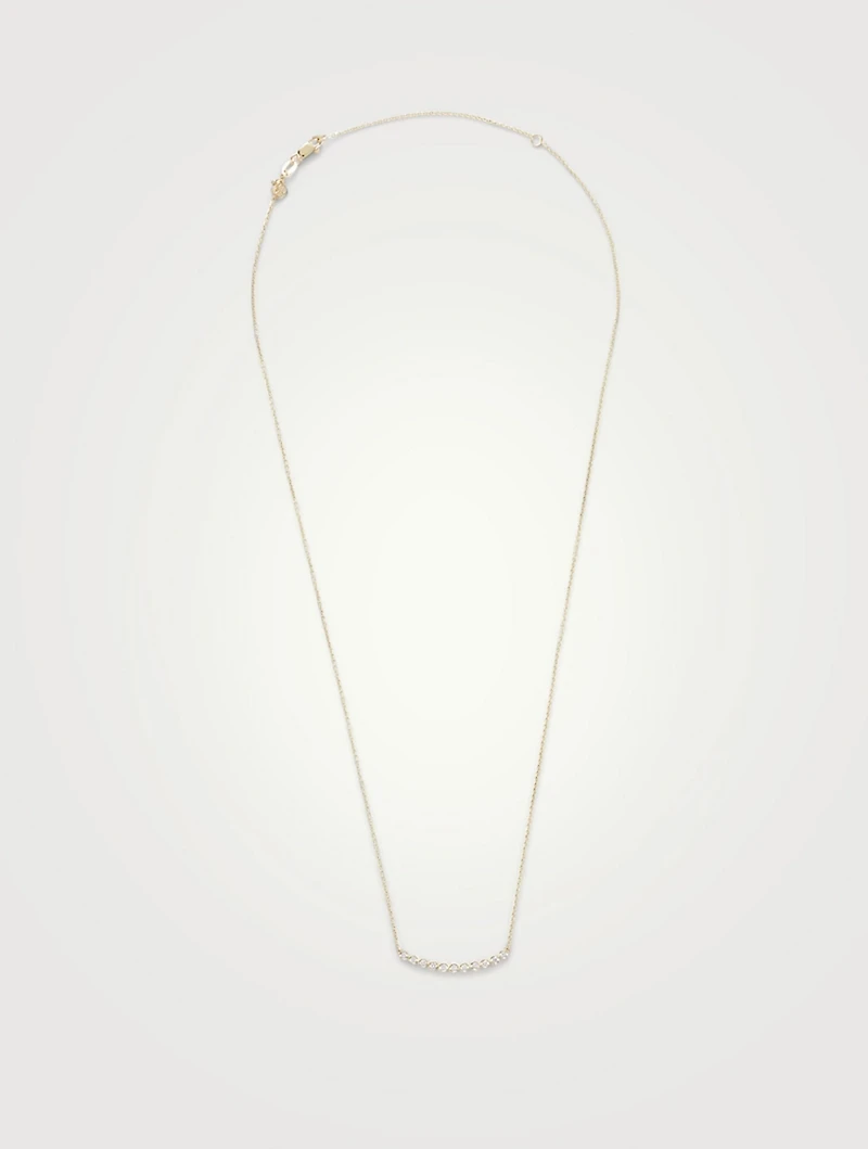 14K Gold Bezel Set Necklace With Diamonds