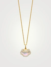 Petite Yu Yi 18K Gold Necklace With Diamonds And Mother Of Pearl