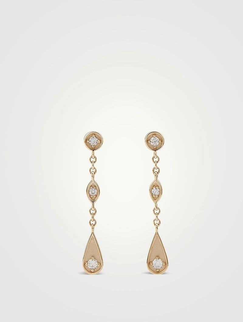 14K Gold Marquise Teardrop Earrings With Diamonds