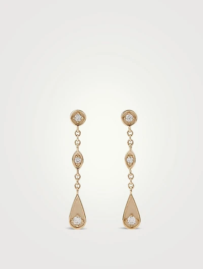 14K Gold Marquise Teardrop Earrings With Diamonds