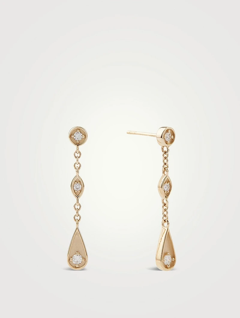 14K Gold Marquise Teardrop Earrings With Diamonds