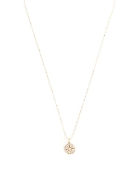 14K Gold Mini Starburst Medallion Necklace With Diamonds