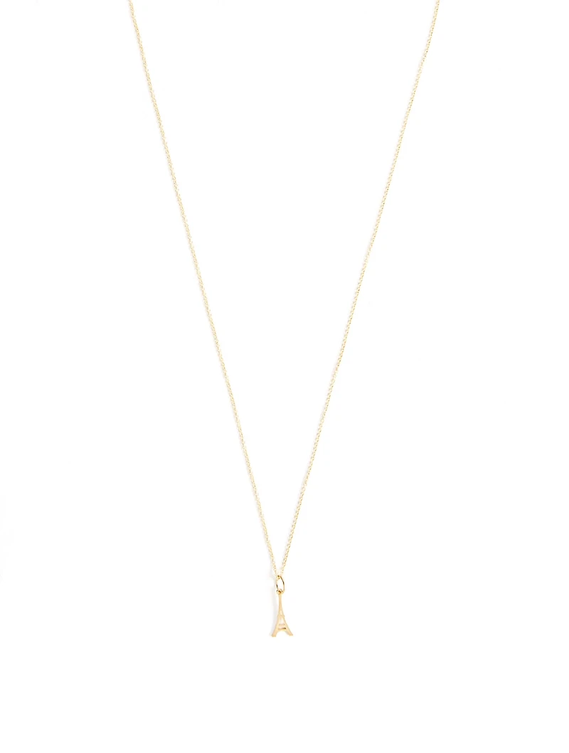 14K Gold Tiny Eiffel Tower Pendant Necklace