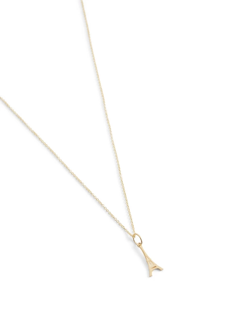 14K Gold Tiny Eiffel Tower Pendant Necklace