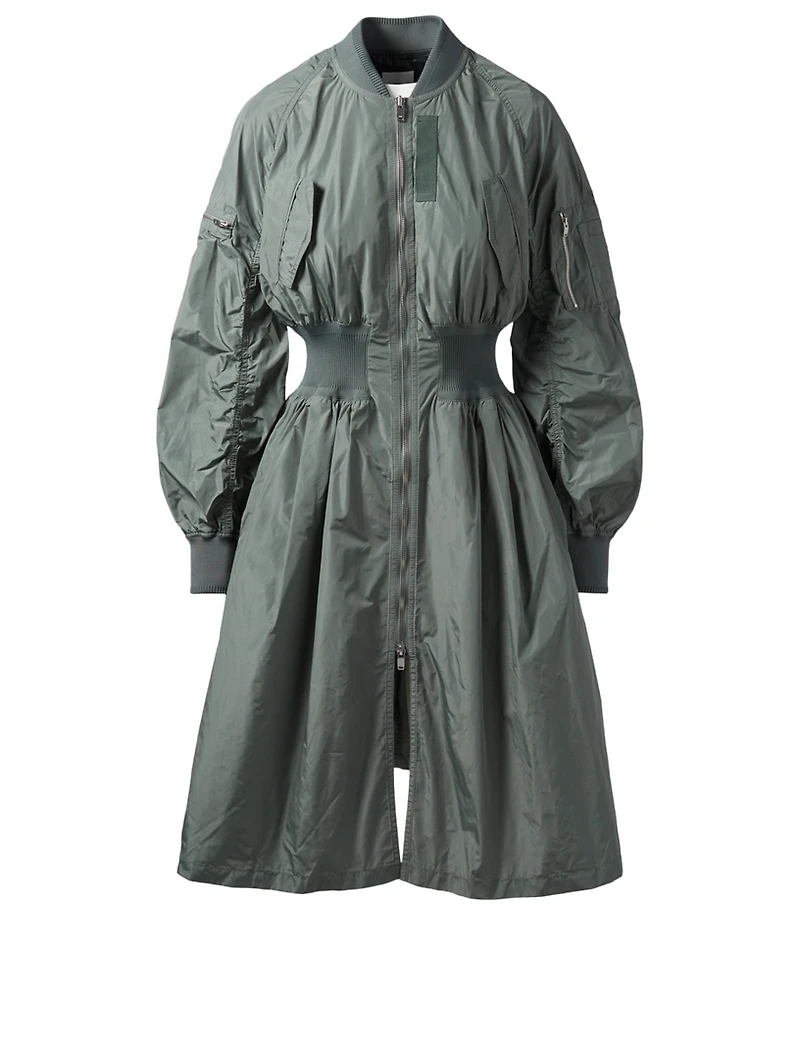 Zip-Up Coat With Knit Panels