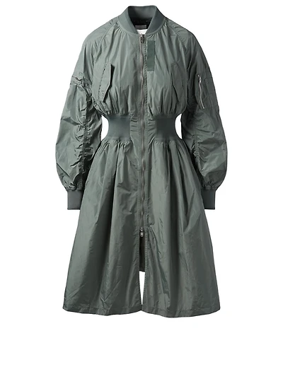 Zip-Up Coat With Knit Panels