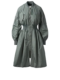 Zip-Up Coat With Knit Panels