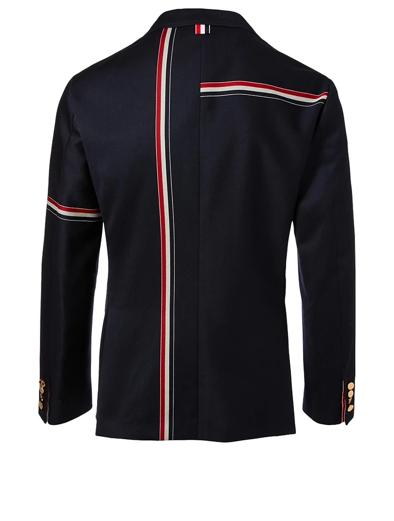 Unconstructed Wool Blazer With Engineered Stripes