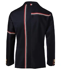 Unconstructed Wool Blazer With Engineered Stripes