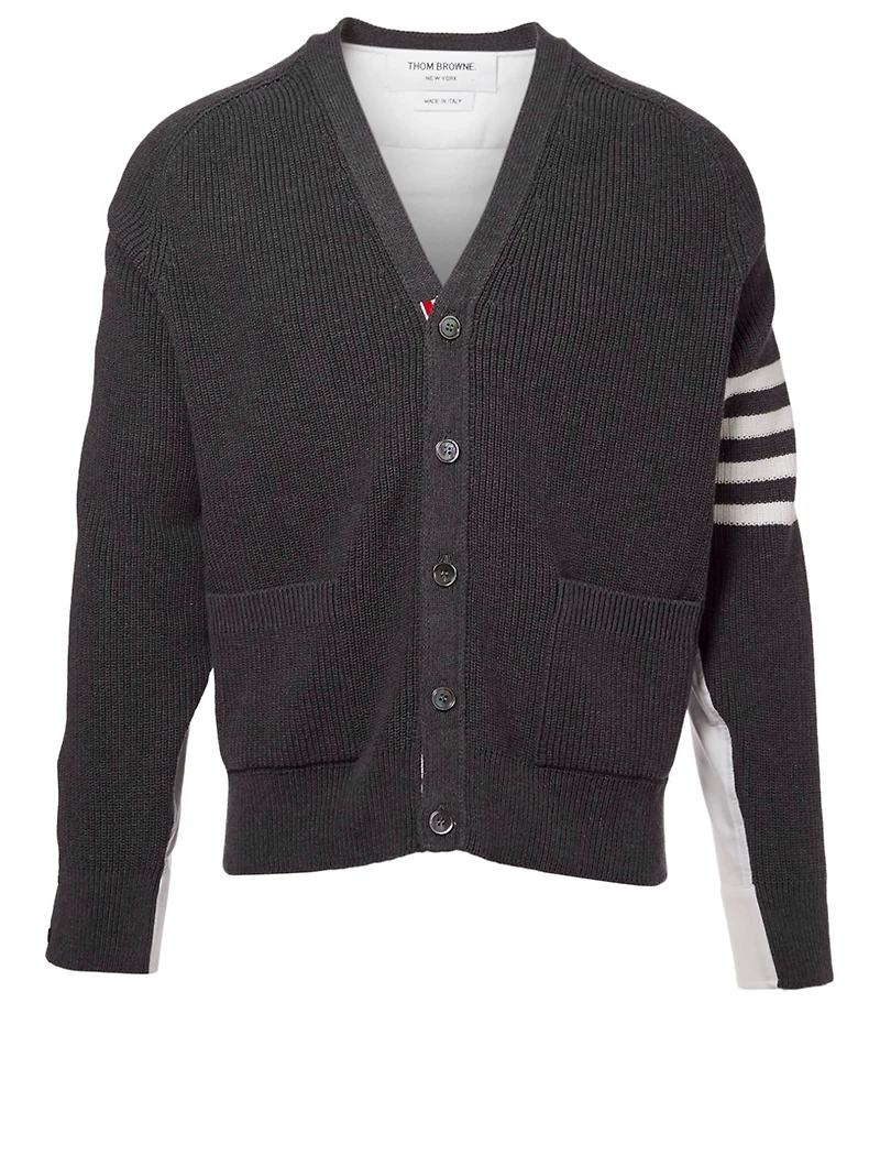 Four Bar Cardigan With Shirt Back