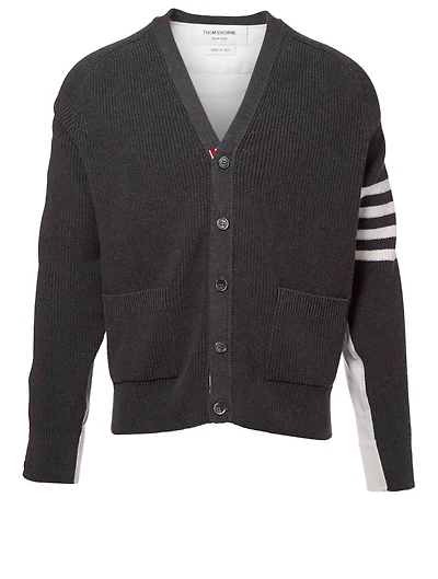 Four Bar Cardigan With Shirt Back