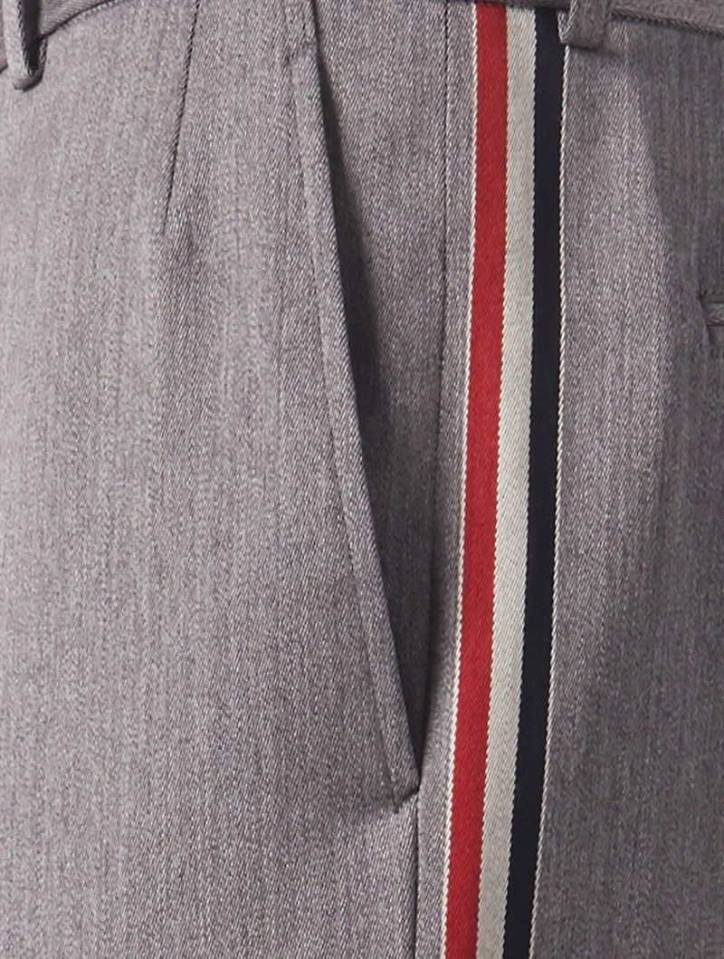 Unconstructed Wool Pants With Side Stripe
