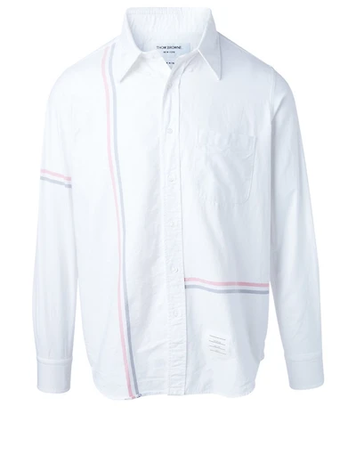 Straight Fit Button-Down Shirt With Stripe Detail