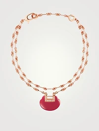 Small Yu Yi 18K Rose Gold Double-Chain Bracelet With Diamonds And Red Agate