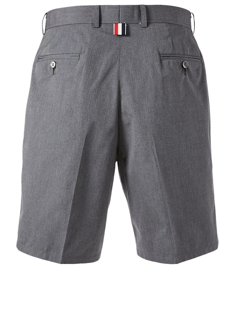 Unconstructed Wool Shorts With Side Stripe