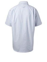 Short Sleeve Button-Down Shirt With Embroidered Flower