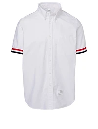 Button-Down Short-Sleeve Shirt With Grosgrain Cuffs