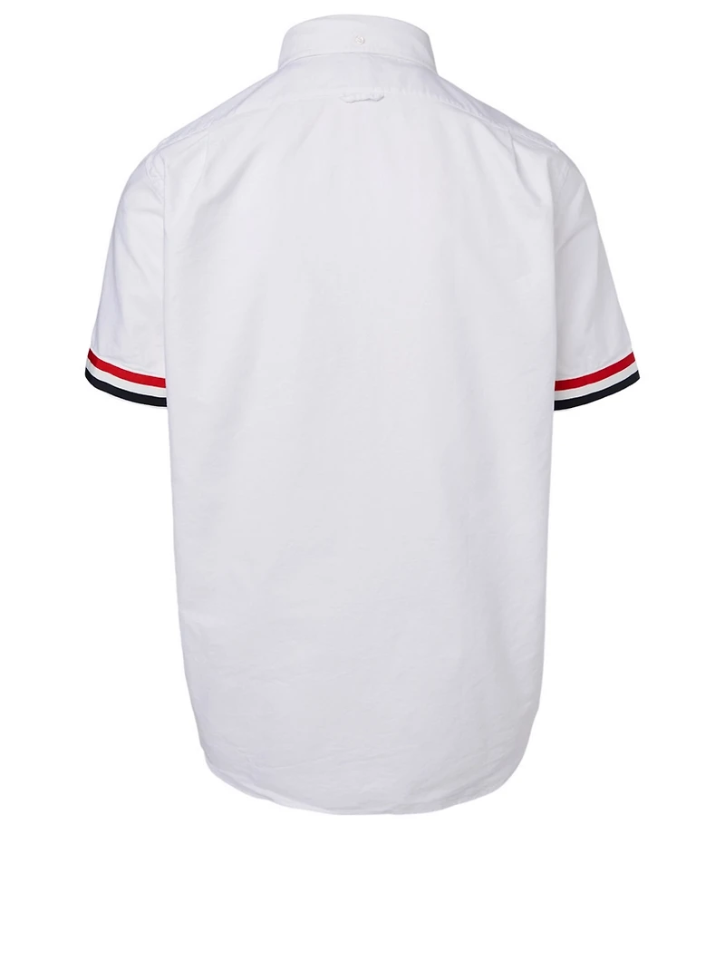 Button-Down Short-Sleeve Shirt With Grosgrain Cuffs