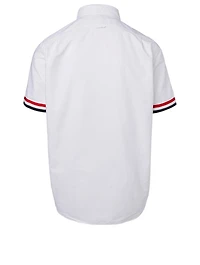 Button-Down Short-Sleeve Shirt With Grosgrain Cuffs