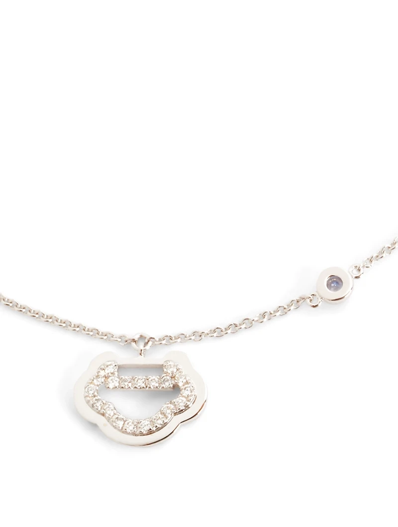 Petite Yu Yi 18K White Gold Bracelet With Diamonds And Blue Sapphire