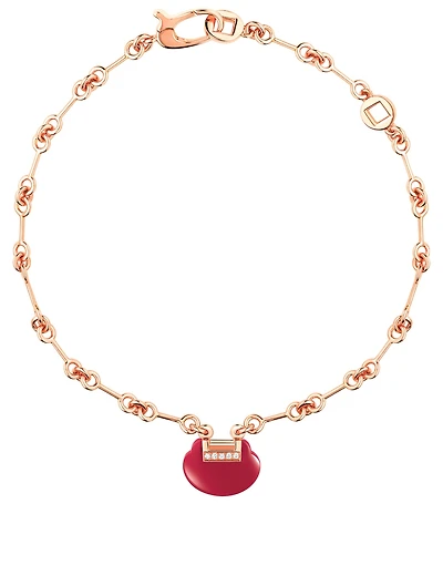Petite Yu Yi 18K Rose Gold Bracelet With Diamonds And Red Agate
